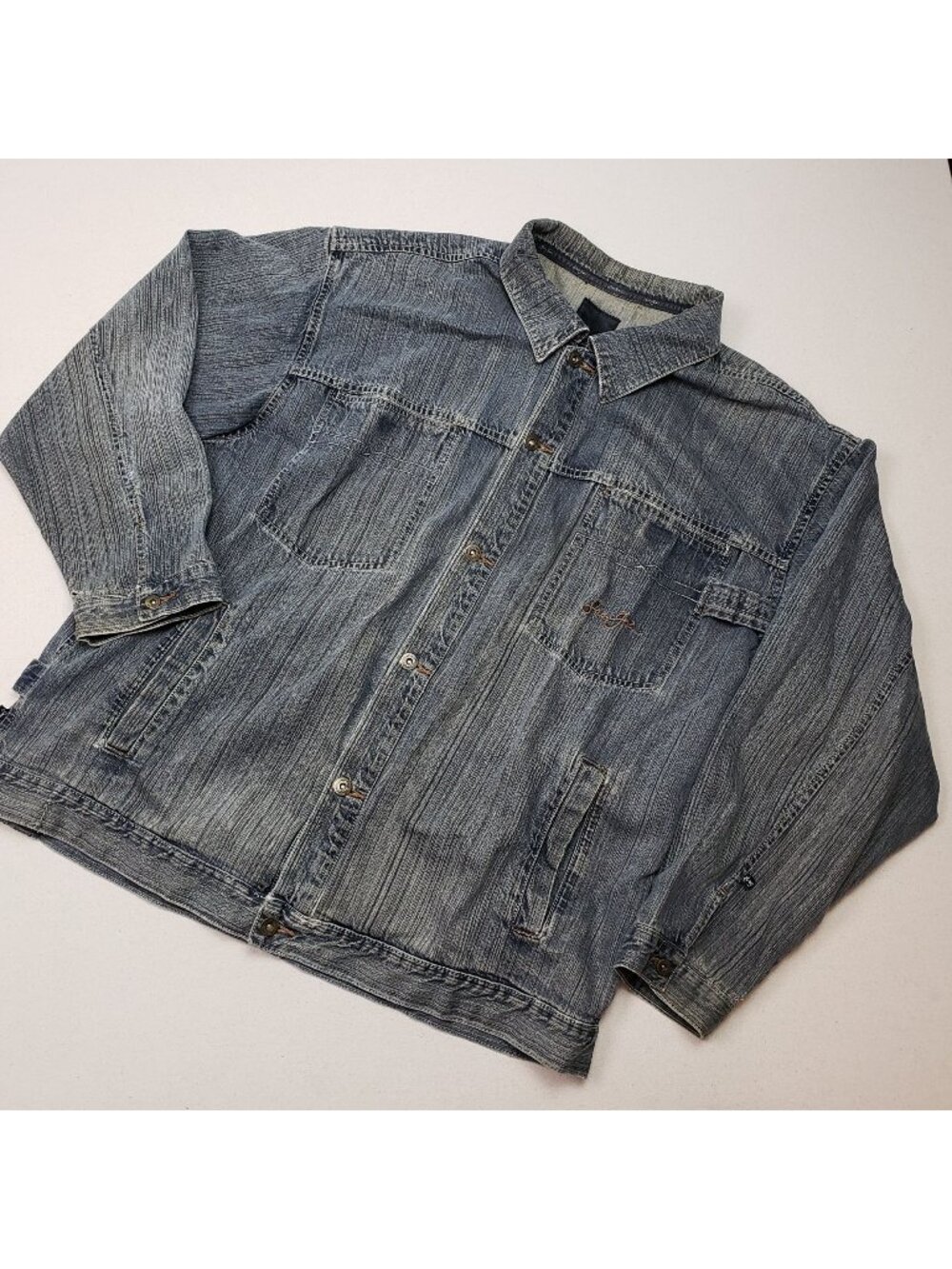 Sean John Men's Blue Denim Jacket Hip Hop Sz 3XL Bad Boy 90's VINTAGE